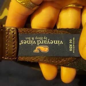 Size 30 strechy green and blue plaid with leather ends. Epic designer belt